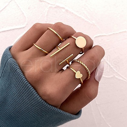 6Pcs Alloy Finger Rings WG529E5-02-1