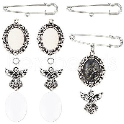 SUNNYCLUE 60Pcs 5 Styles Tibetan Style Alloy Pendants with Iron Brooch Findings TIBE-SC0009-45B-1