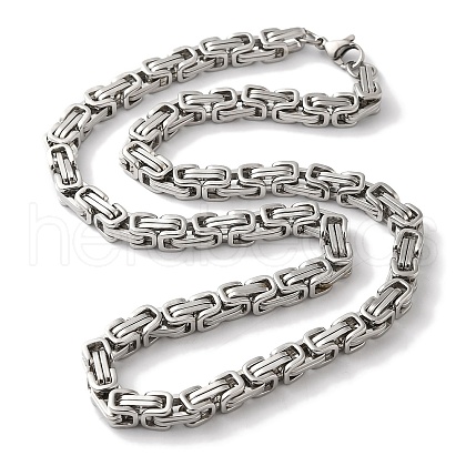 Non-Tarnish 201 Stainless Steel Byzantine Chain Necklaces NJEW-H033-04P-A-1