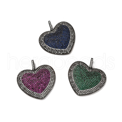 Brass Micro Pave Cubic Zirconia Pendants KK-U076-22EB-1