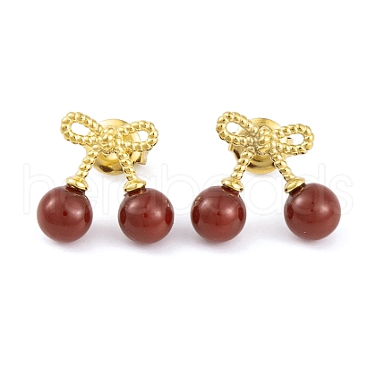 Ion Plating(IP) 304 Stainless Steel Enamel Stud Earrings for Women EJEW-A049-17G-01-1