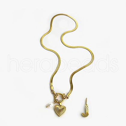 304 Stainless Steel Letter and Heart Pendant Necklaces for Women FS-WG694DF-10-1