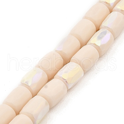 Frosted Imitation Jade Glass Beads Strands GLAA-P058-07B-12-1