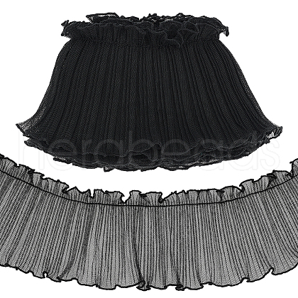 BENECREAT 5 Yards Polyester Pleated Lace Ribbon OCOR-BC0006-80A-1