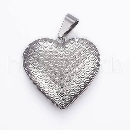 316 Stainless Steel Locket Pendants STAS-H389-25P-1