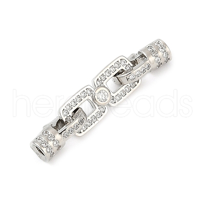 Brass Micro Pave Clear Cubic Zirconia Fold Over Clasps KK-H202-16P-1