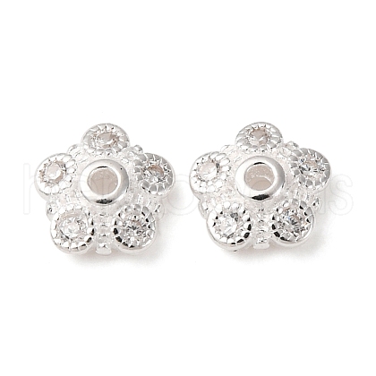S925 Sterling Silver Clear Cubic Zirconia Bead Caps STER-A047-07B-S-1