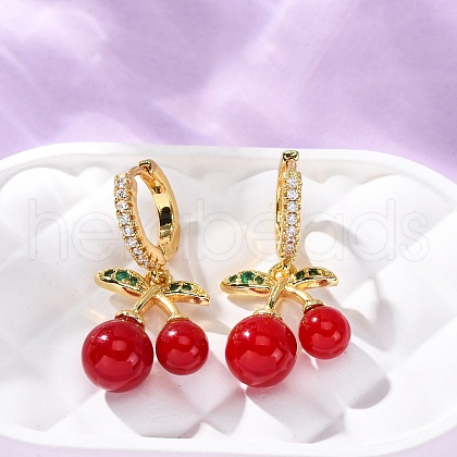 Brass Micro Pave Cubic Zirconia Hoop Earrings EJEW-D322-09G-1