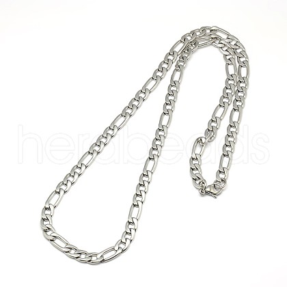 Tarnish Resistant Fashionable 304 Stainless Steel Figaro Chain Necklaces for Men X-STAS-A028-N016P-1