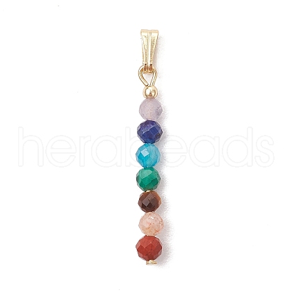 Chakra Natural Amethyst & Tiger Eye & Red Jasper & Lapis Lazuli & Apatite & Malachite & Sunstone Faceted Round Beaded Pendants X-PALLOY-JF03559-01-1