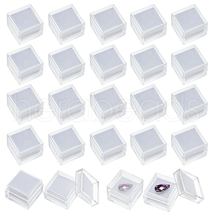Olycraft 24Pcs Square Transparent Plastic Loose Diamond Box CON-OC0001-68A-1