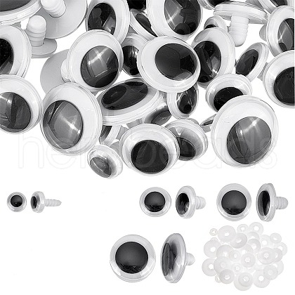   40 sets 4 style Plastic Doll Wiggle Googly Eyes DIY-PH0010-89-1