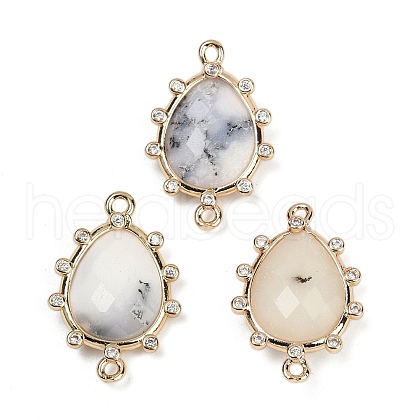 Natural White African Opal Faceted Connector Charms G-K347-07G-04-1