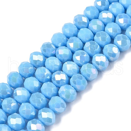 Electroplate Glass Beads Strands EGLA-A044-P8mm-B08-1