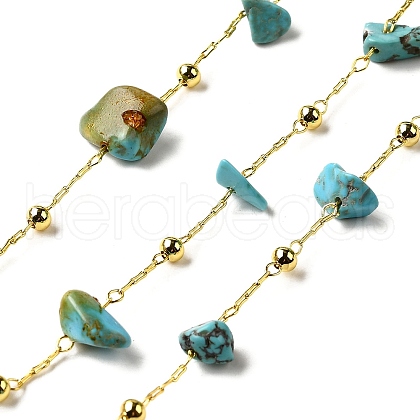 Handmade Synthetic Turquoise Chip Beaded Chains CHC-F020-09G-08-1