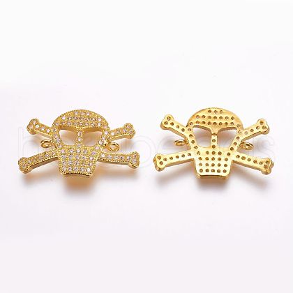 Brass Micro Pave Cubic Zirconia Links ZIRC-F053-42G-1