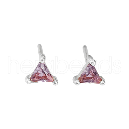 Geometric Triangle Cubic Zirconia Stud Earrings ZJ4184-6-1