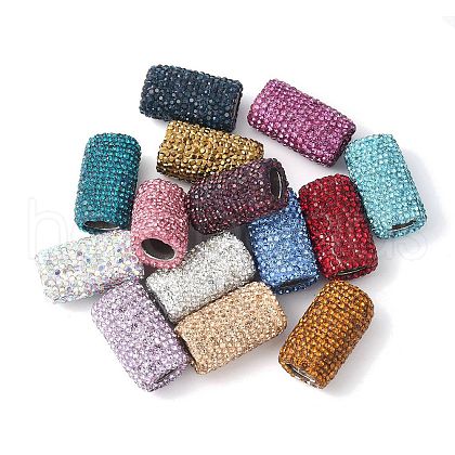 Rhinestone Clay Pave Brass Beads KK-P305-07D-G-1