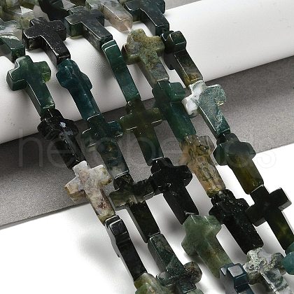 Natural Moss Agate Beads Strands G-I337-A05-01-1