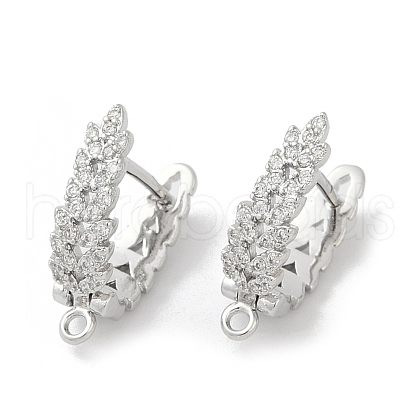 Brass with Cubic Zirconia Stud Earrings Finding KK-Q051-02P-1