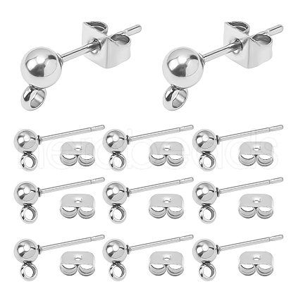   304 Stainless Steel Stud Earring Findings STAS-PH0001-09P-WH-1