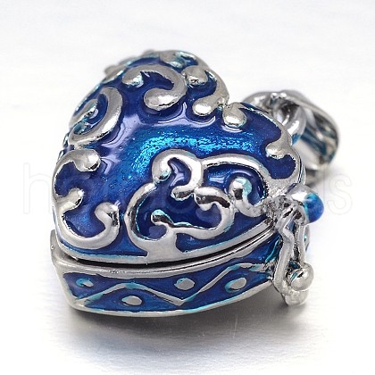 Enamel Heart Rack Plating Platinum Brass Prayer Box Pendants KK-L101-01C-1