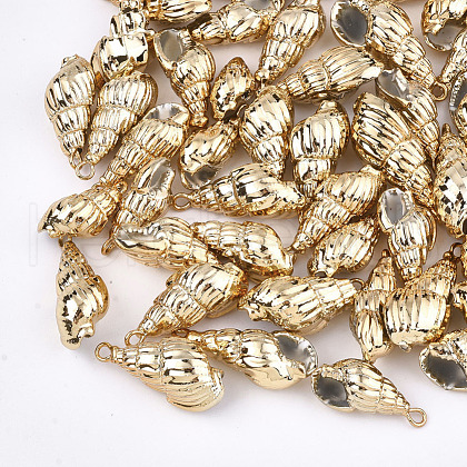 Electroplate Spiral Shell Pendants SSHEL-S262-23-1