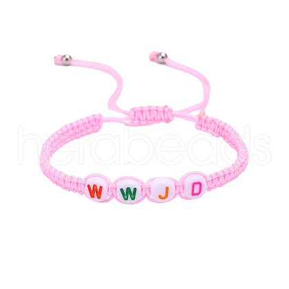 Adjustable Unisex Letter WWJD Acrylic Braided Bead Bracelets RA5830-3-1