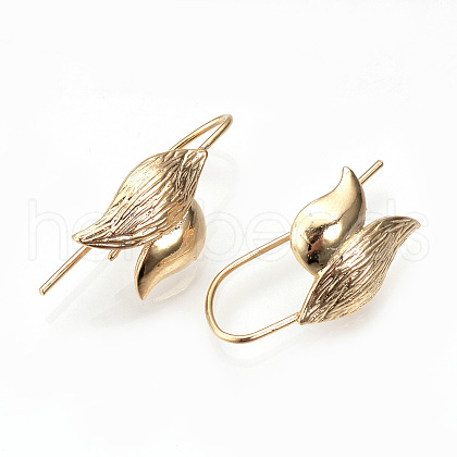 Brass Earring Hooks KK-R058-147G-1