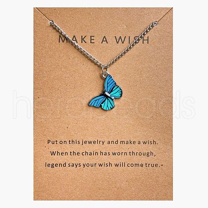 Bohemian Alloy Enamel Butterfly Pendant Necklaces for Women WG0CAA2-08-1