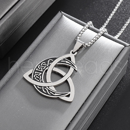 Viking Triskelion Knot Moon Stainless Steel Pendant Necklaces for Men FS-WG9ED82-01-1