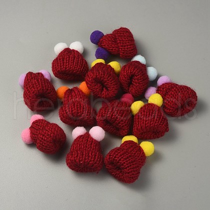 Woolen Crochet Mini Hat with Double Pom Pom Ball DIY-WH0032-56A-1