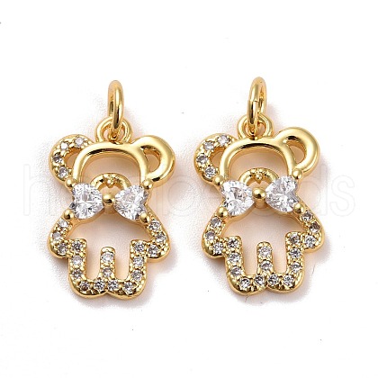 Brass Micro Pave Cubic Zirconia Pendants KK-K258-03G-RS-1