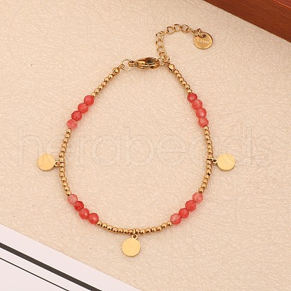 Natural Red Jasper Beads Stretch Bracelets for Women GI3787-4-1