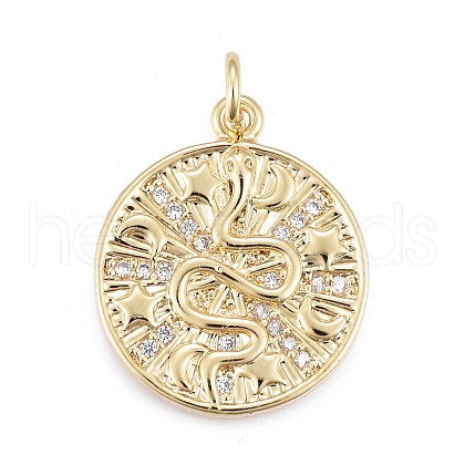 Brass Micro Pave Cubic Zirconia Pendants X-KK-O126-02G-01-1