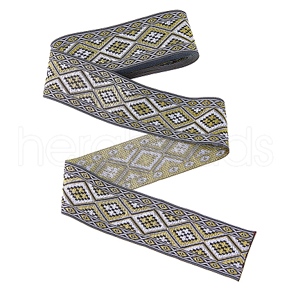 Polyester Jacquard Rhombus Ribbons OCOR-WH0082-141B-1
