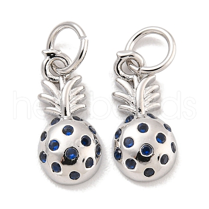Brass Micro Pave Marine Blue Cubic Zirconia Charms KK-Q814-06P-1