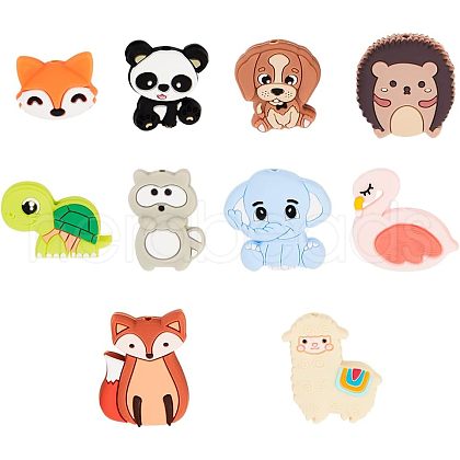 CHGCRAFT 10Pcs 10 Style Silicone Beads SIL-CA0001-27-1