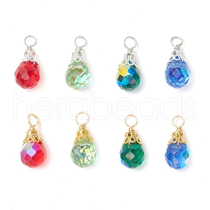 8Pcs 4 Colors Electroplate Glass Pendants PALLOY-JF03958-1