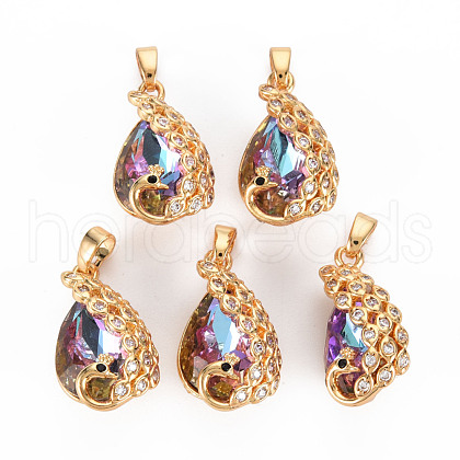 Rack Plating Brass Micro Pave Clear Cubic Zirconia Charms KK-T060-29-RS-1
