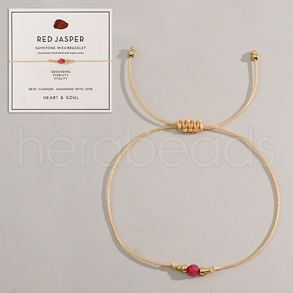 Bohemian Style Natural Red Jasper Braided Bead Bracelets LN9153-4-1