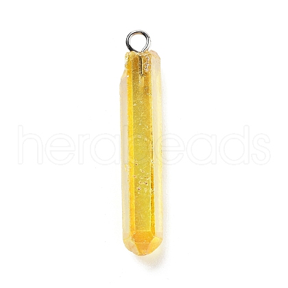 Electroplated Natural Quartz Pendants G-P315-B01-09P-1