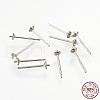 Rhodium Plated 925 Sterling Silver Stud Earring Findings STER-K037-007A-4