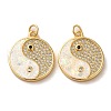 Brass Micro Pave Cubic Zirconia with Synthetic Opal Pendants KK-D096-12G-1