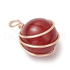 4Pcs 4 Styles Natural Rose Quartz & Green Aventurine & Amethyst & Carnelian Copper Wire Wrapped Ball Pendants PALLOY-TA00217-01-4