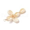 2Pcs 2 Colors Natural Cowrie Shell Beaded Cross Pendants PALLOY-JF03938-5