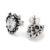 Teardrop 316 Surgical Stainless Steel Pave Cubic Zirconia Stud Earrings for Women Men EJEW-Z050-04B-AS-2