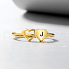 925 Sterling Silver Double Heart Letter J Finger Rings for Women FH5526-2