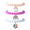 3Pcs 3 Colors ABS Plastic Imitation Pearl Beads Stretch Bracelets BJEW-JB11584-2