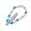 3Pcs 3 Colors Bohemia Style Glass Seed Beaded Teardrop with Feather Pendants PALLOY-MZ00589-5